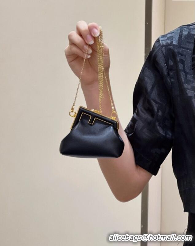 Best Quality Fendi First Nano Bag Charm in Nappa Leather 80018S Black 2025