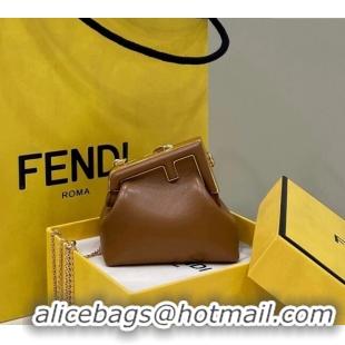 Best Price Fendi First Nano Bag Charm in Nappa Leather 80018S Clay Brown 2025