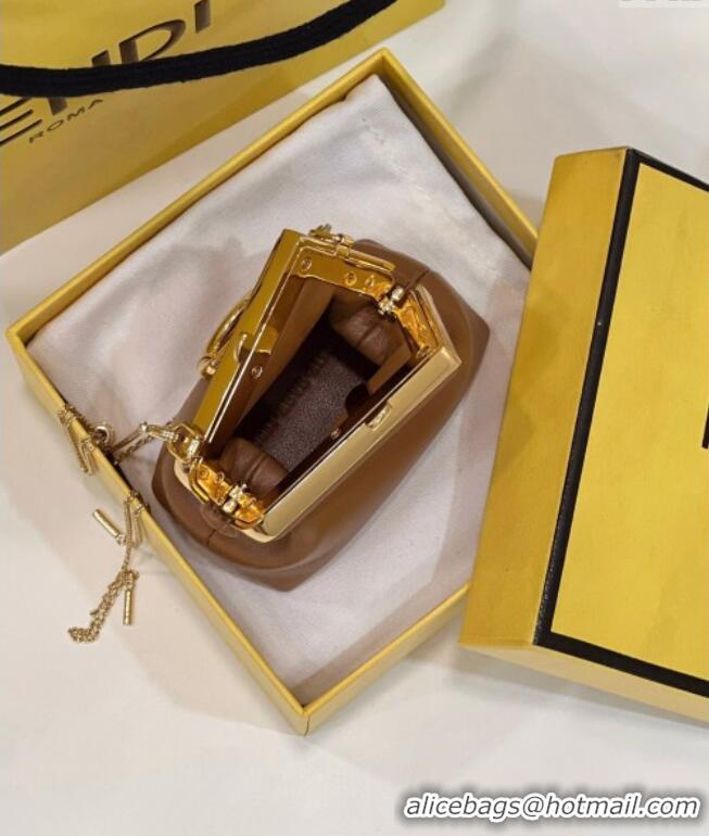 Best Price Fendi First Nano Bag Charm in Nappa Leather 80018S Clay Brown 2025