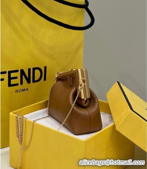 Best Price Fendi First Nano Bag Charm in Nappa Leather 80018S Clay Brown 2025