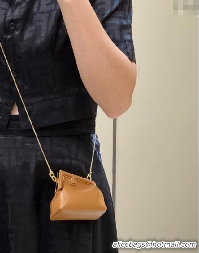 Best Price Fendi First Nano Bag Charm in Nappa Leather 80018S Clay Brown 2025