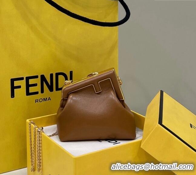 Best Price Fendi First Nano Bag Charm in Nappa Leather 80018S Clay Brown 2025