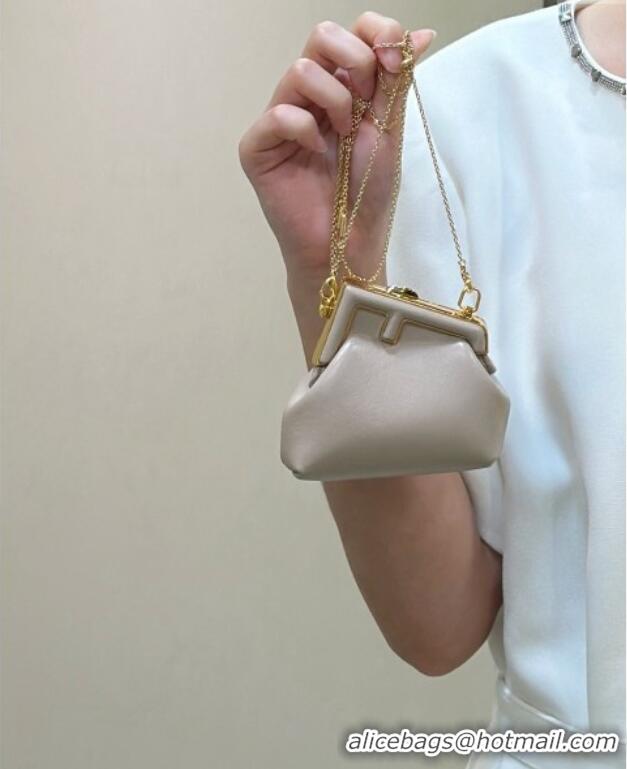 Cheap Wholesale Fendi First Nano Bag Charm in Nappa Leather 80018S Powder Nude 2025