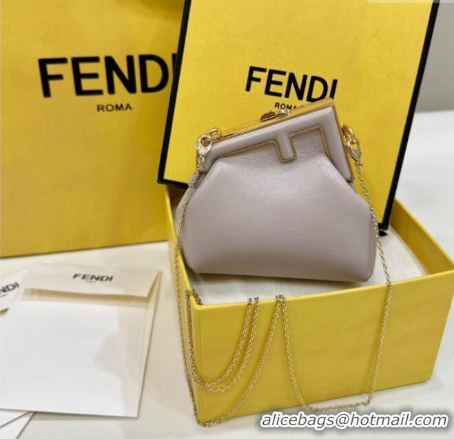 Cheap Wholesale Fendi First Nano Bag Charm in Nappa Leather 80018S Powder Nude 2025