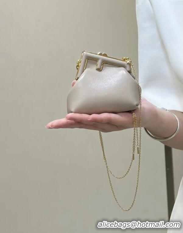 Cheap Wholesale Fendi First Nano Bag Charm in Nappa Leather 80018S Powder Nude 2025