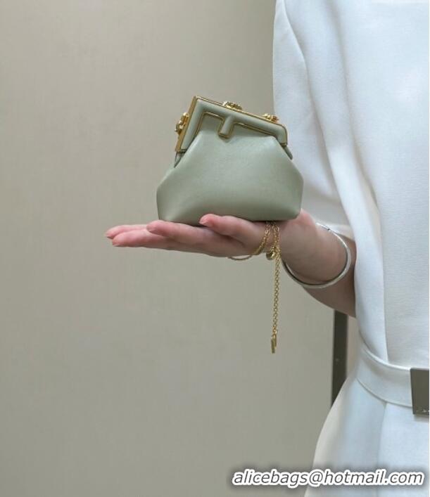 Most Popular Fendi First Nano Bag Charm in Nappa Leather 80018S Dusty Green 2025