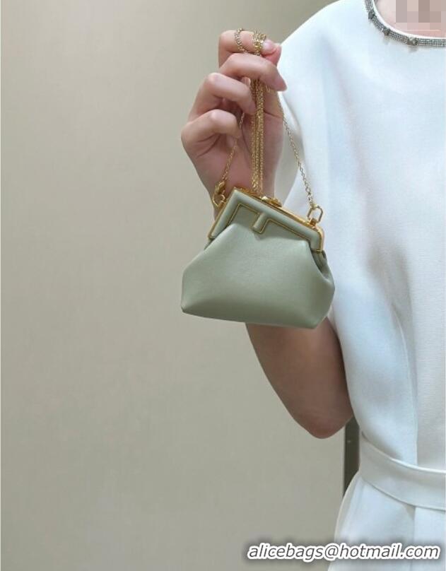 Most Popular Fendi First Nano Bag Charm in Nappa Leather 80018S Dusty Green 2025