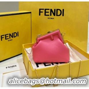 Classic Cheap Fendi First Nano Bag Charm in Nappa Leather 80018S Watermelon Pink 2025