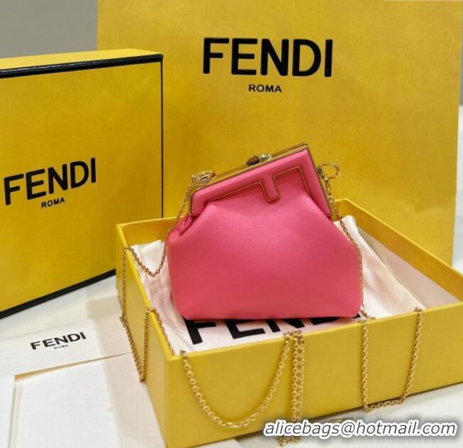 Classic Cheap Fendi First Nano Bag Charm in Nappa Leather 80018S Watermelon Pink 2025