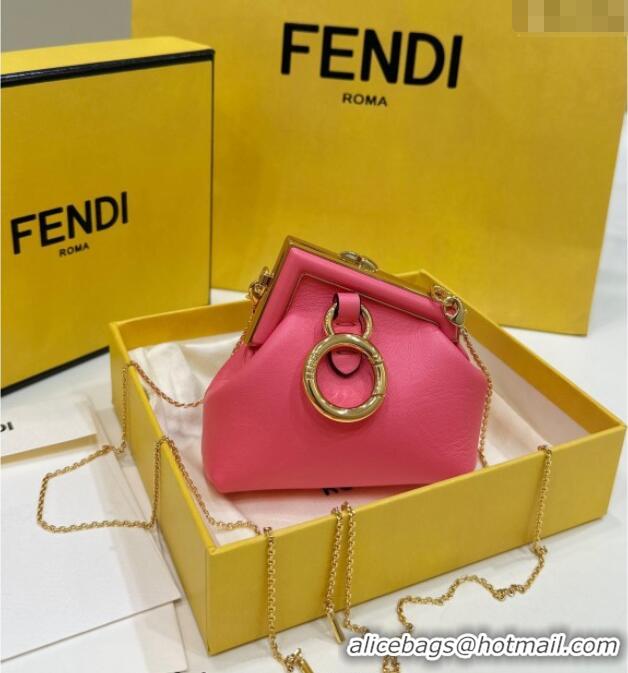 Classic Cheap Fendi First Nano Bag Charm in Nappa Leather 80018S Watermelon Pink 2025