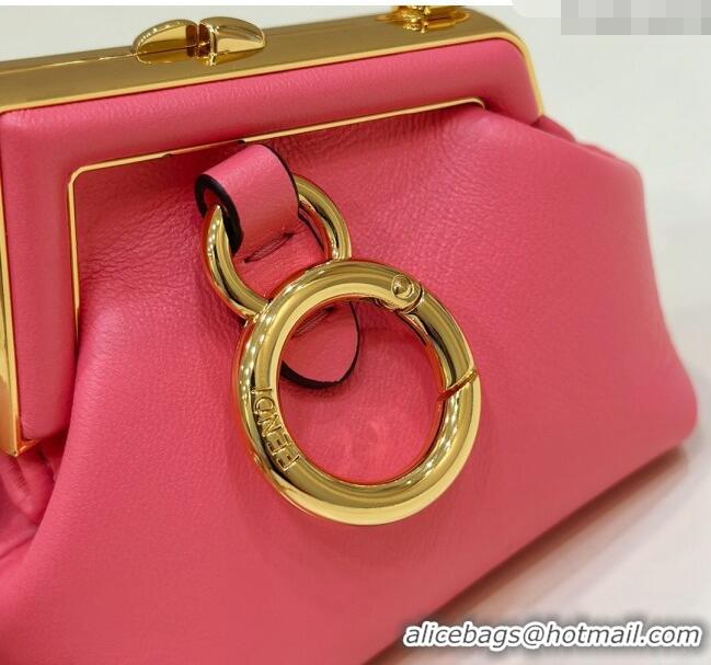 Classic Cheap Fendi First Nano Bag Charm in Nappa Leather 80018S Watermelon Pink 2025