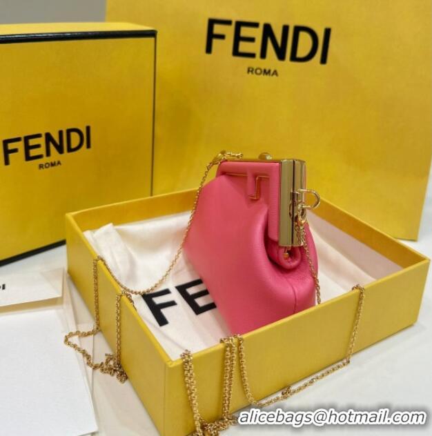 Classic Cheap Fendi First Nano Bag Charm in Nappa Leather 80018S Watermelon Pink 2025