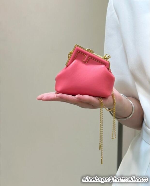 Classic Cheap Fendi First Nano Bag Charm in Nappa Leather 80018S Watermelon Pink 2025