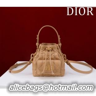 Cheapest Dior Caro Nano Bucket Bag in Macrocannage Lambskin Gold-Tone S5250 2025