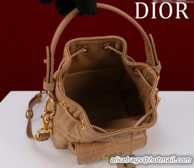 Cheapest Dior Caro Nano Bucket Bag in Macrocannage Lambskin Gold-Tone S5250 2025