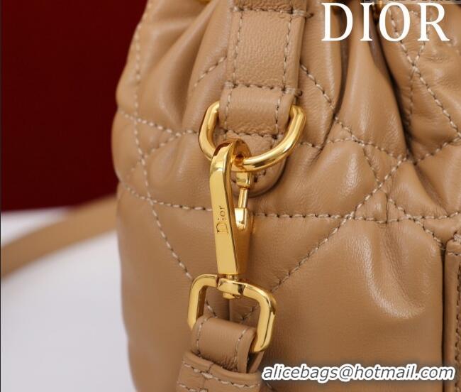 Cheapest Dior Caro Nano Bucket Bag in Macrocannage Lambskin Gold-Tone S5250 2025