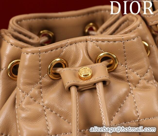 Cheapest Dior Caro Nano Bucket Bag in Macrocannage Lambskin Gold-Tone S5250 2025