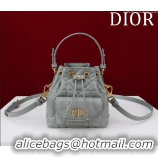 Market Sells Dior Caro Nano Bucket Bag in Macrocannage Lambskin S5250 Grey 2025