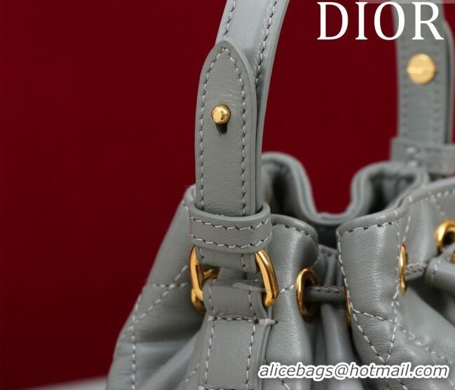 Market Sells Dior Caro Nano Bucket Bag in Macrocannage Lambskin S5250 Grey 2025