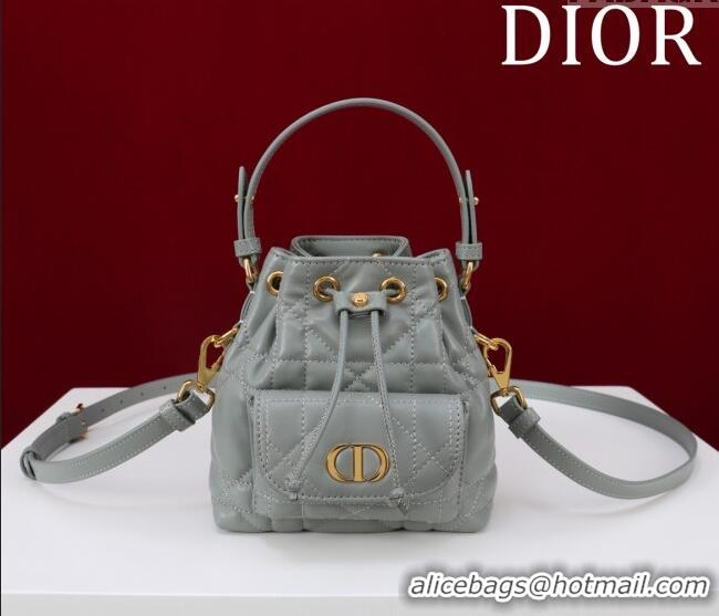 Market Sells Dior Caro Nano Bucket Bag in Macrocannage Lambskin S5250 Grey 2025