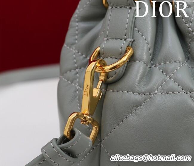 Market Sells Dior Caro Nano Bucket Bag in Macrocannage Lambskin S5250 Grey 2025