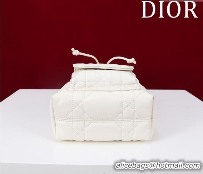 Low Cost Dior Caro Nano Bucket Bag in Macrocannage Lambskin S5250 White 2025