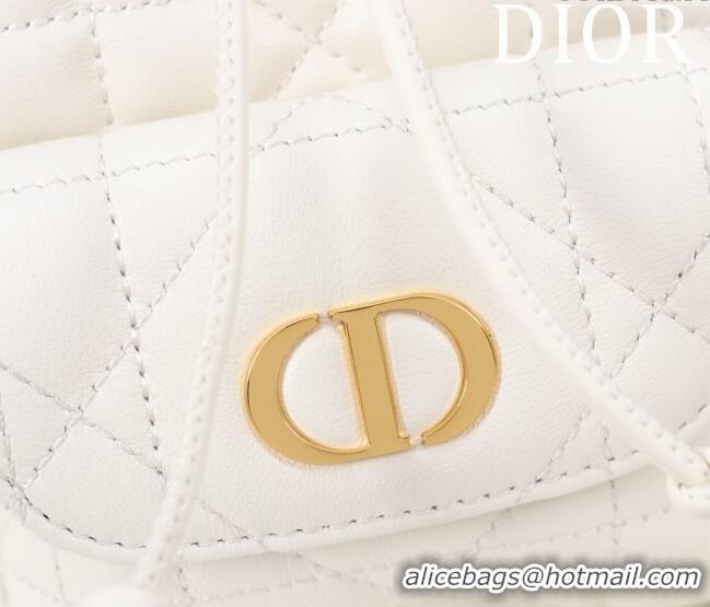 Low Cost Dior Caro Nano Bucket Bag in Macrocannage Lambskin S5250 White 2025