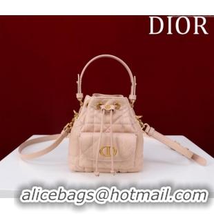 Inexpensive Dior Caro Nano Bucket Bag in Macrocannage Lambskin S5250 Light Pink 2025