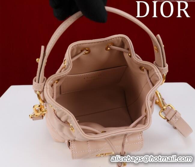 Inexpensive Dior Caro Nano Bucket Bag in Macrocannage Lambskin S5250 Light Pink 2025
