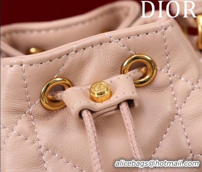Inexpensive Dior Caro Nano Bucket Bag in Macrocannage Lambskin S5250 Light Pink 2025