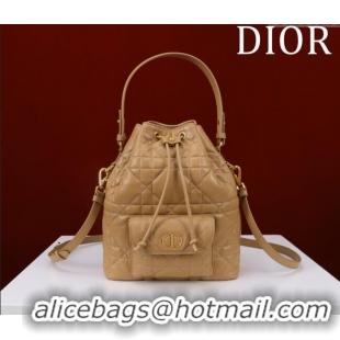 Best Quality Dior Small Dior Caro Bucket Bag in Macrocannage Lambskin Gold-Tone S5250 2025