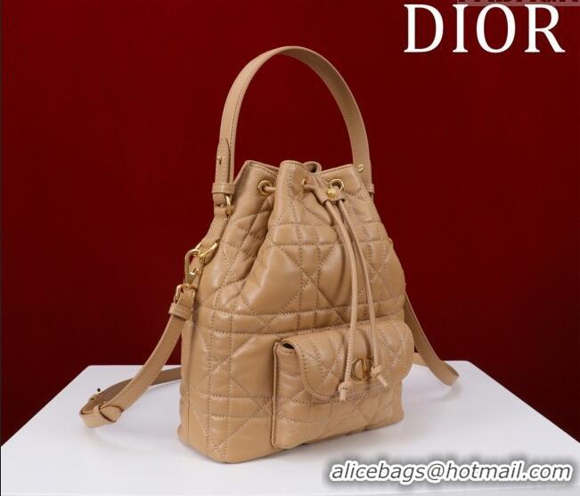 Best Quality Dior Small Dior Caro Bucket Bag in Macrocannage Lambskin Gold-Tone S5250 2025