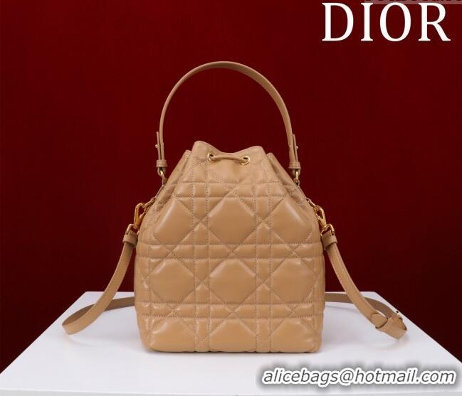 Best Quality Dior Small Dior Caro Bucket Bag in Macrocannage Lambskin Gold-Tone S5250 2025