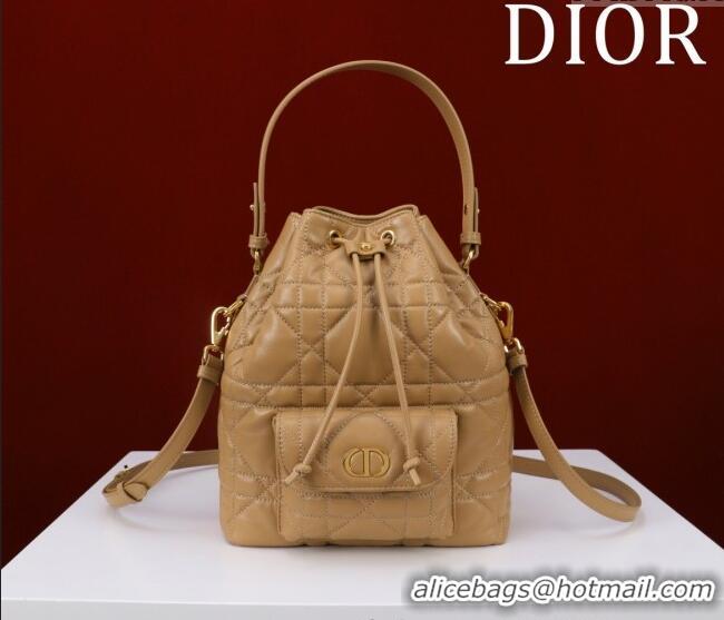 Best Quality Dior Small Dior Caro Bucket Bag in Macrocannage Lambskin Gold-Tone S5250 2025
