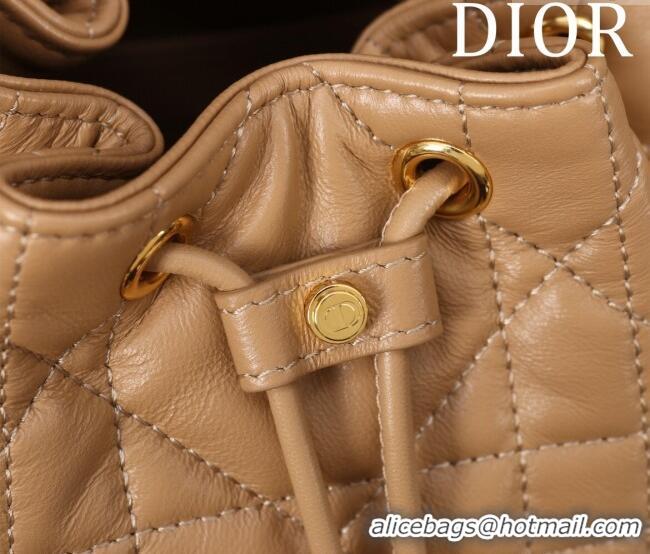 Best Quality Dior Small Dior Caro Bucket Bag in Macrocannage Lambskin Gold-Tone S5250 2025