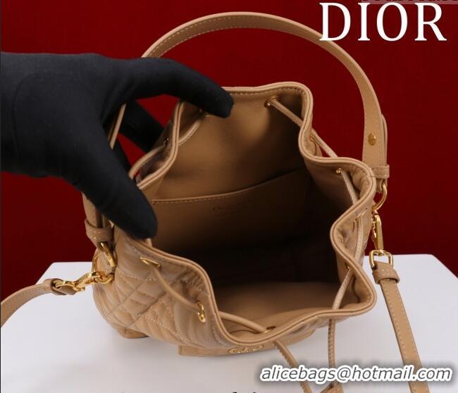 Best Quality Dior Small Dior Caro Bucket Bag in Macrocannage Lambskin Gold-Tone S5250 2025