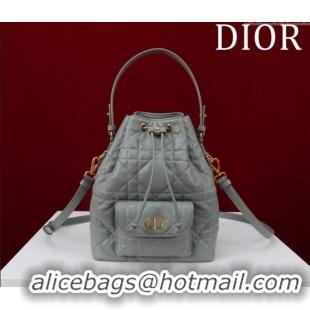 Buy Cheap Dior Small Dior Caro Bucket Bag in Macrocannage Lambskin S5250 Grey 2025