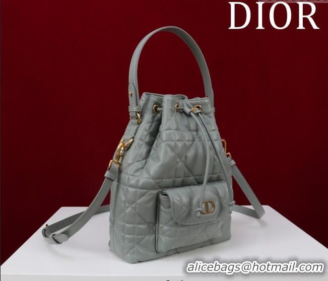 Buy Cheap Dior Small Dior Caro Bucket Bag in Macrocannage Lambskin S5250 Grey 2025