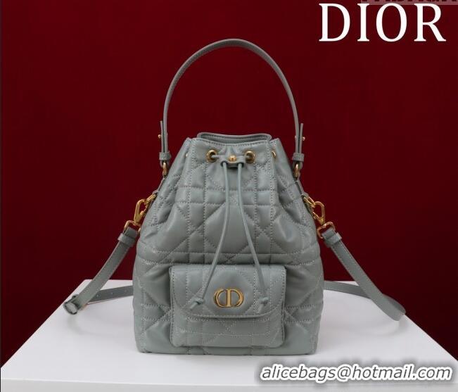 Buy Cheap Dior Small Dior Caro Bucket Bag in Macrocannage Lambskin S5250 Grey 2025