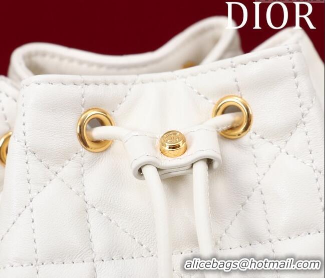 New Release Creation Dior Small Dior Caro Bucket Bag in Macrocannage Lambskin S5250 White 2025