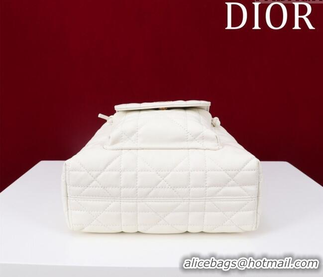 New Release Creation Dior Small Dior Caro Bucket Bag in Macrocannage Lambskin S5250 White 2025