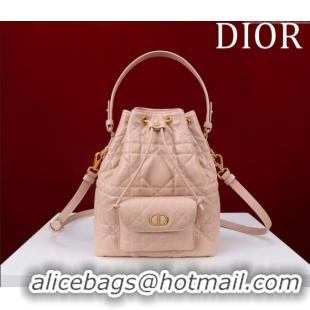 Classic Discount Dior Small Dior Caro Bucket Bag in Macrocannage Lambskin S5250 Light Pink 2025