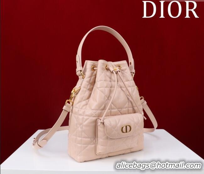 Classic Discount Dior Small Dior Caro Bucket Bag in Macrocannage Lambskin S5250 Light Pink 2025