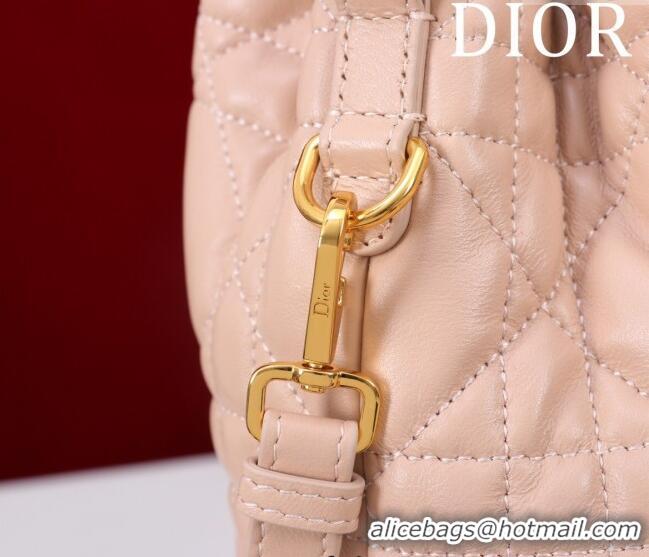 Classic Discount Dior Small Dior Caro Bucket Bag in Macrocannage Lambskin S5250 Light Pink 2025