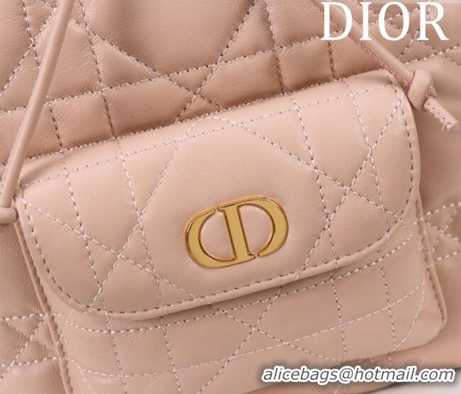Classic Discount Dior Small Dior Caro Bucket Bag in Macrocannage Lambskin S5250 Light Pink 2025