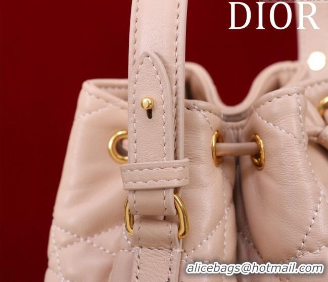 Classic Discount Dior Small Dior Caro Bucket Bag in Macrocannage Lambskin S5250 Light Pink 2025