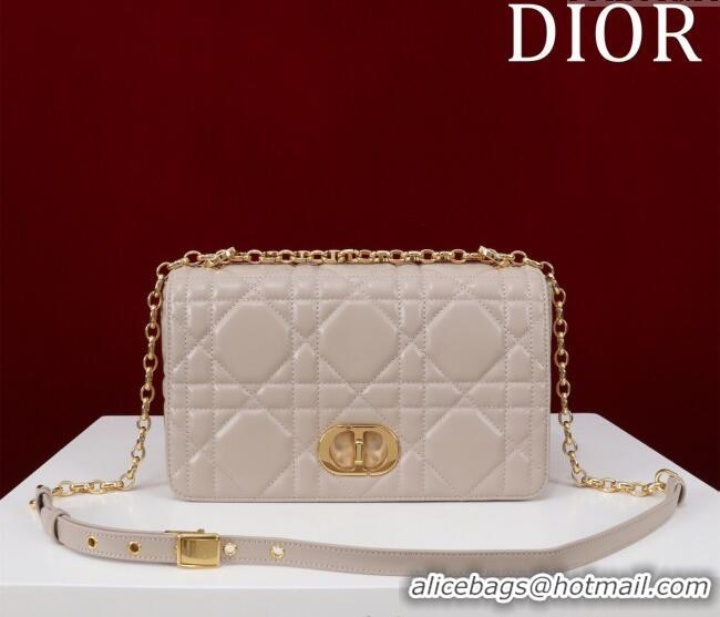 Top Grade Dior Medium Soft Dior Caro Bag in Macrocannage Lambskin M9253 Beige Grey 2025
