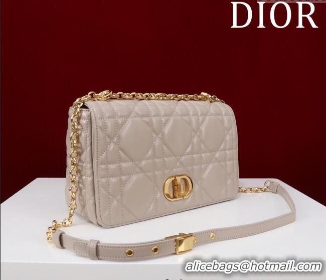 Top Grade Dior Medium Soft Dior Caro Bag in Macrocannage Lambskin M9253 Beige Grey 2025