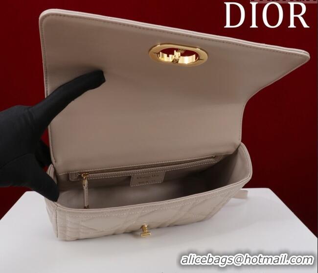 Top Grade Dior Medium Soft Dior Caro Bag in Macrocannage Lambskin M9253 Beige Grey 2025