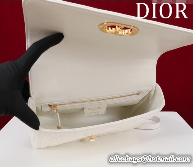 New Product Dior Medium Soft Dior Caro Bag in Macrocannage Lambskin M9253 White 2025